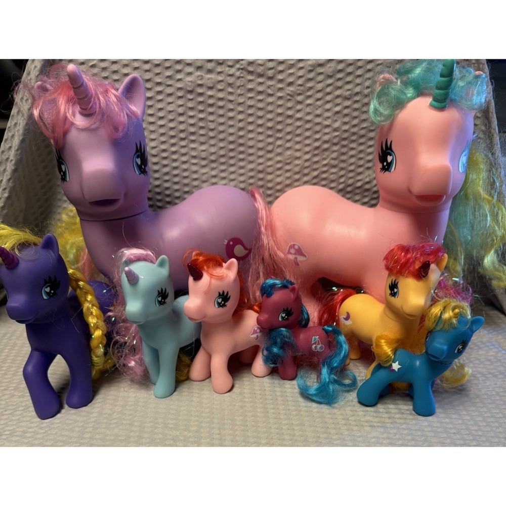 Vintage Gi-Go Wonder Pony Unicorn Lot 7 Pastel Pony 8 Figures 80s Toy Collection